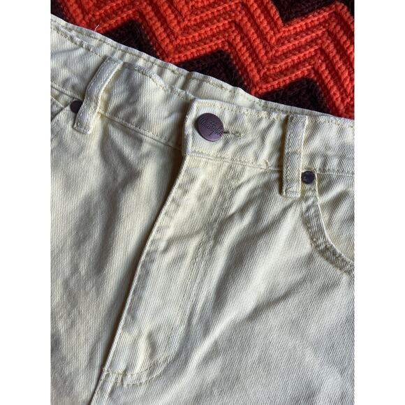 Wrangler x Billabong Butter Yellow Denim Cutoff Mini Shorts sz 29 - Picture 2 of 8